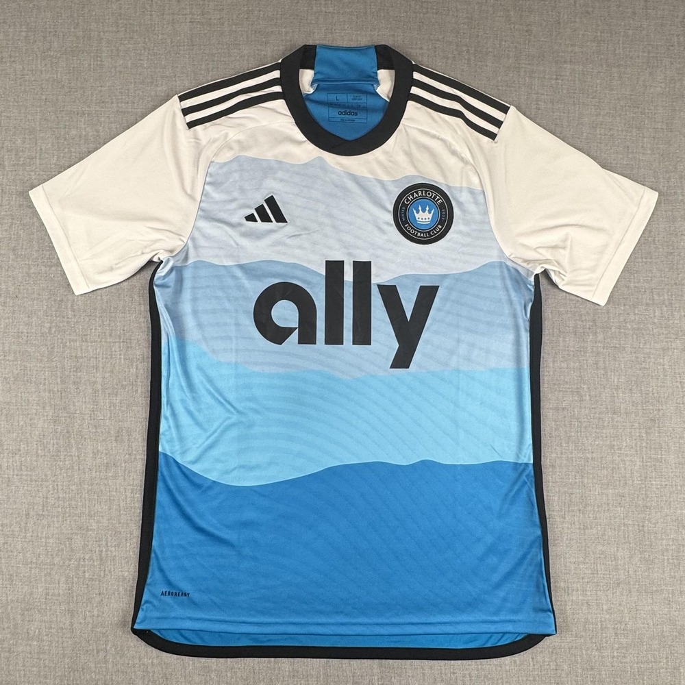Charlotte FC 24/25 Jersey Mens Large Blue White Adidas MLS Soccer Ally AEROREADY